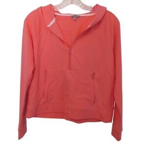 Talbots Women's 3/4 Zip Hoodie Jacket Peach Small Petite Zip Kangaroo Pockets